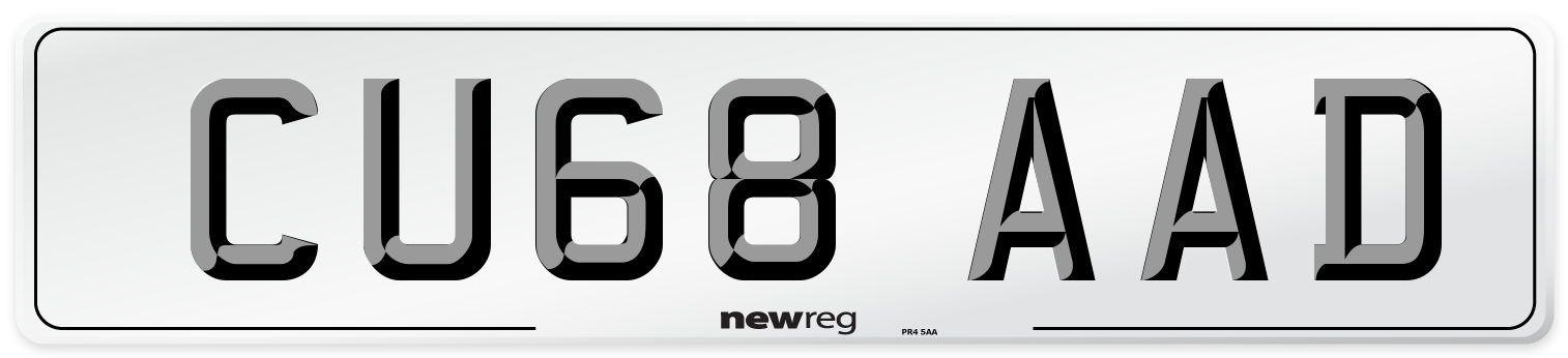 CU68 AAD Number Plate from New Reg